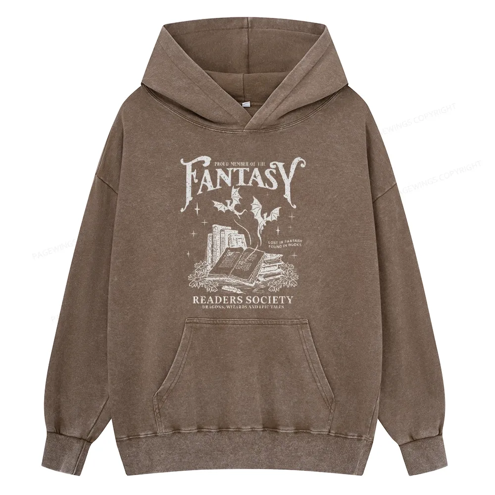 Pagewings Fantasy Readers Society Unisex Washed Hoodie
