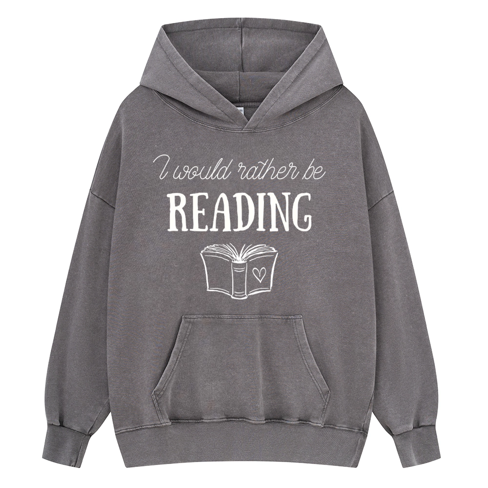 Pagewings I Would Rather Be Reading Unisex Washed Hoodie