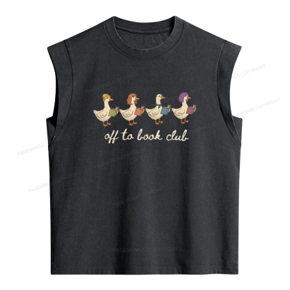 Pagewing Off To Book Club Women's Washed Tank Top