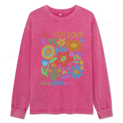 Pagewings All For Love Unisex Washed Long Sleeve T-shirt