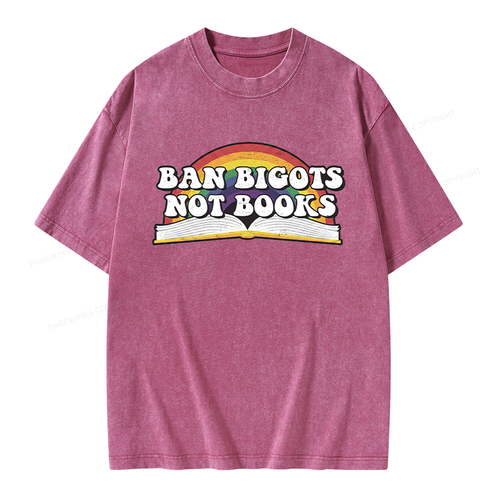 Pagewings Ban Bigots Not Books Unisex Washed T-shirt