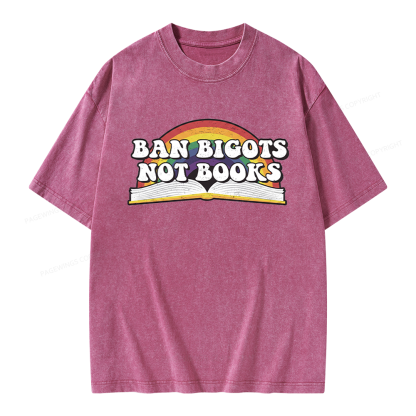 Pagewings Ban Bigots Not Books Unisex Washed T-shirt