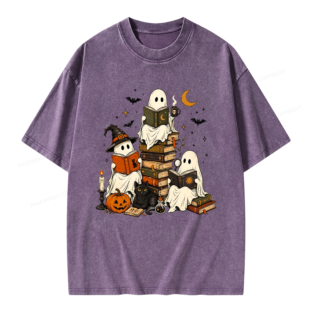 Pagewings Halloween Book Club Unisex Washed T-shirt
