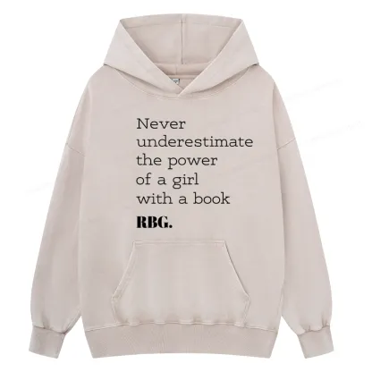 Pagewings Never Underestimate The Power Of a Girl With a Book Unisex Washed Hoodie