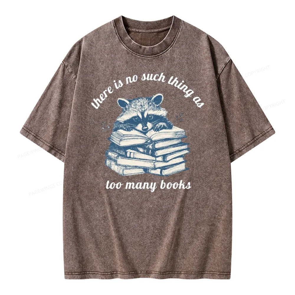 Pagewing Book Lover Raccoon Unisex Washed T-shirt