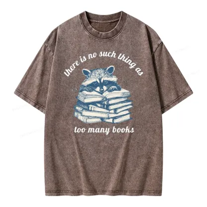 Pagewing Book Lover Raccoon Unisex Washed T-shirt
