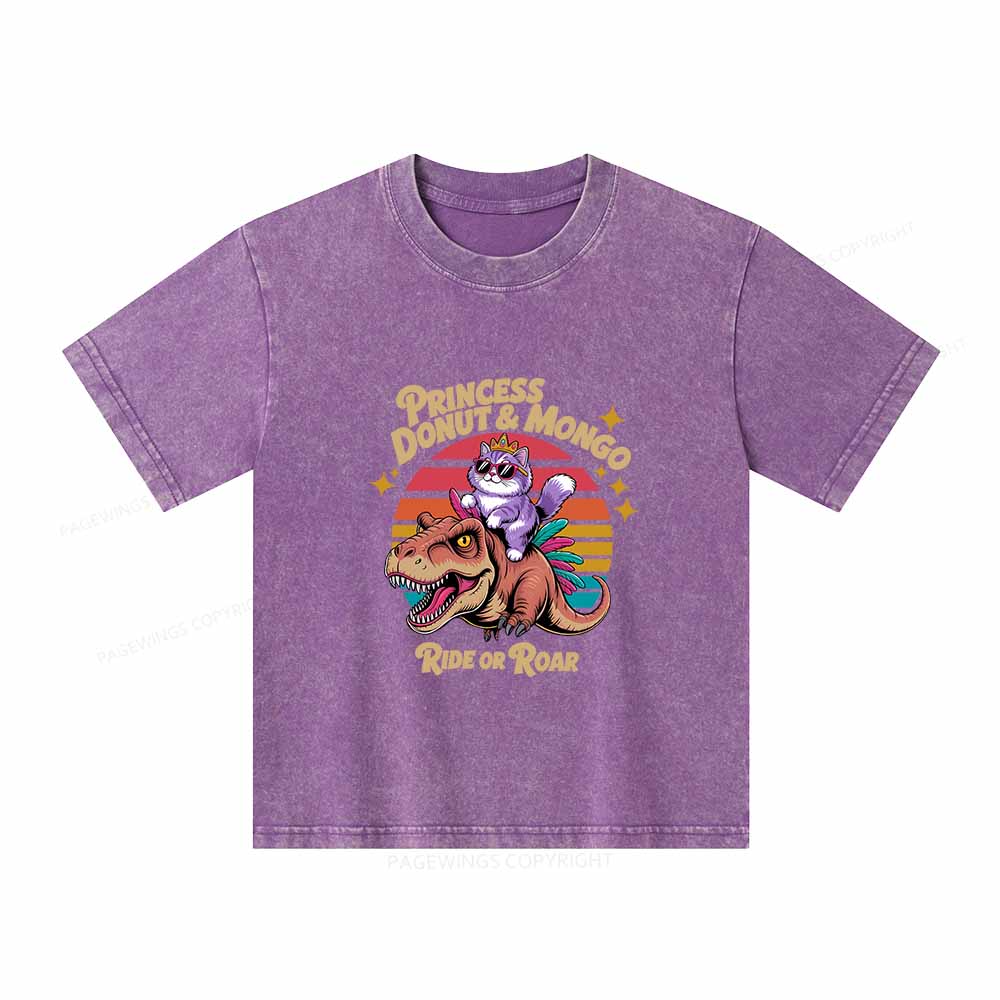 Pagewings Princess Donut & Mongo Unisex Kids Washed T-shirt