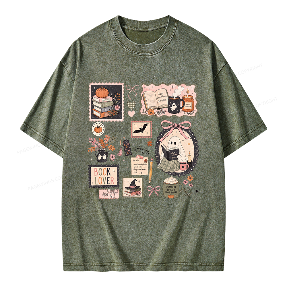 Pagewings Halloween Book Club Unisex Washed T-shirt
