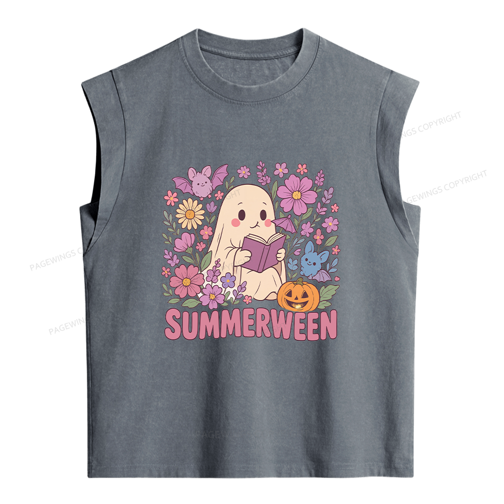 Pagewing Ghost Summerween Women's Washed Tank Top