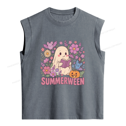 Pagewing Ghost Summerween Women's Washed Tank Top