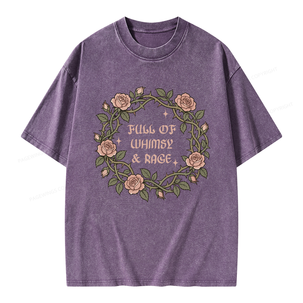 Pagewings Full of Whimsy and Rage Unisex Washed T-shirt