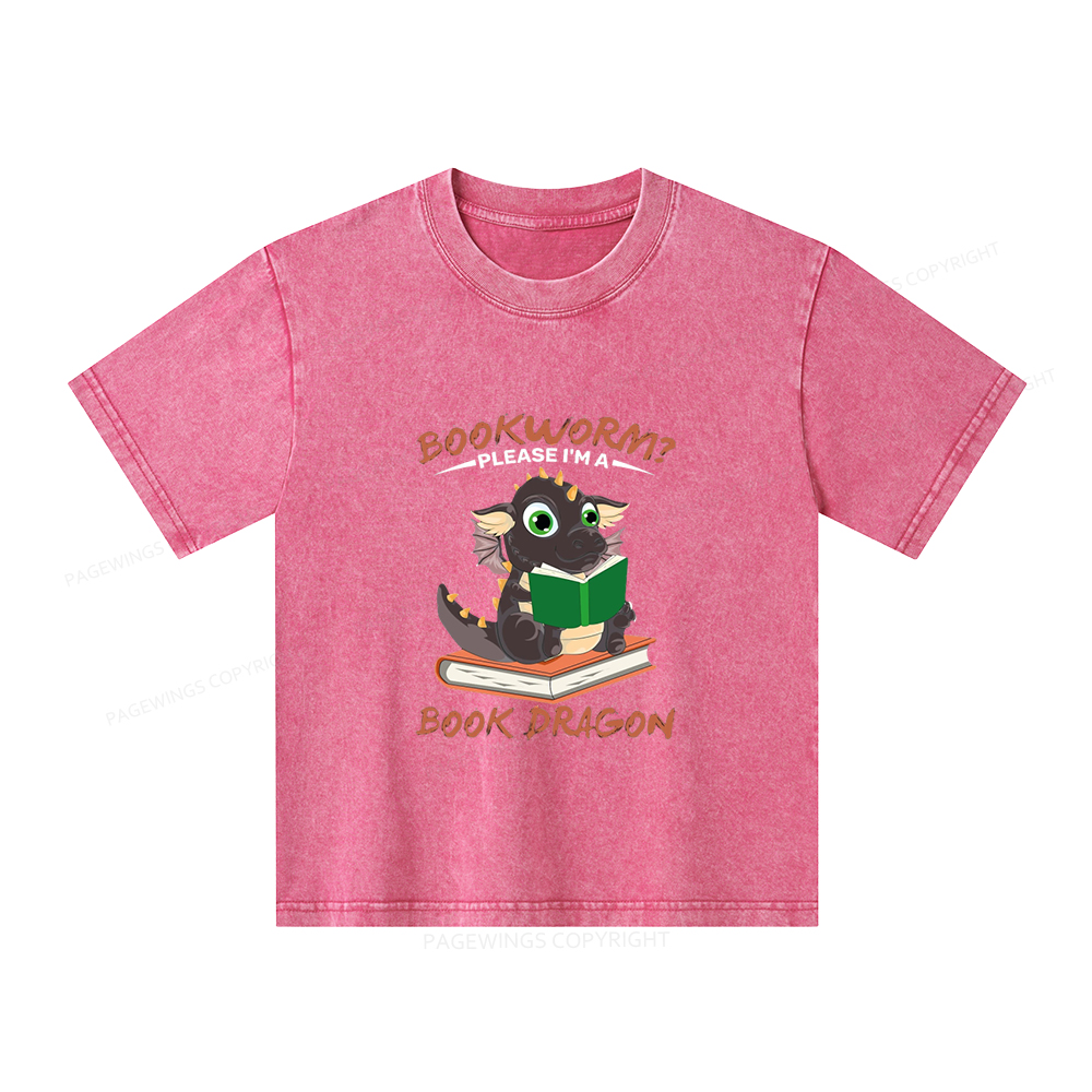 Pagewings Book Dragon Unisex Kids Washed T-shirt