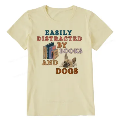 Pagewings Easily Distracted By Books And Dogs Unisex Classic T-shirt