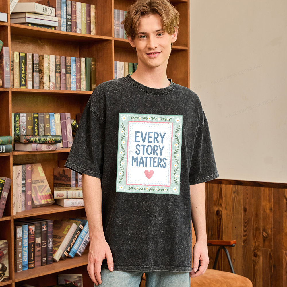 Pagewings Every Story Matters Unisex Washed T-shirt