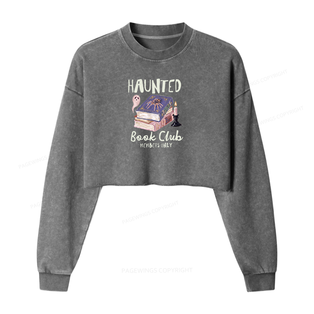 Pagewings Haunted Book Washed Crop Sweatshirt