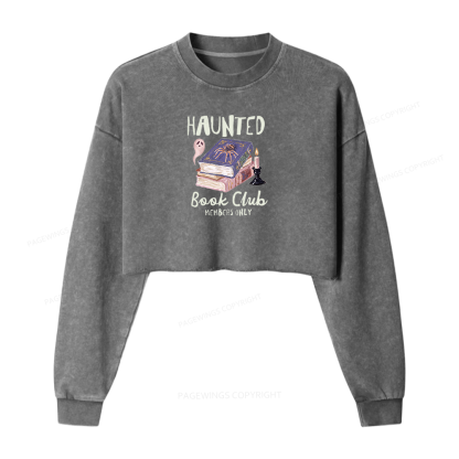 Pagewings Haunted Book Washed Crop Sweatshirt