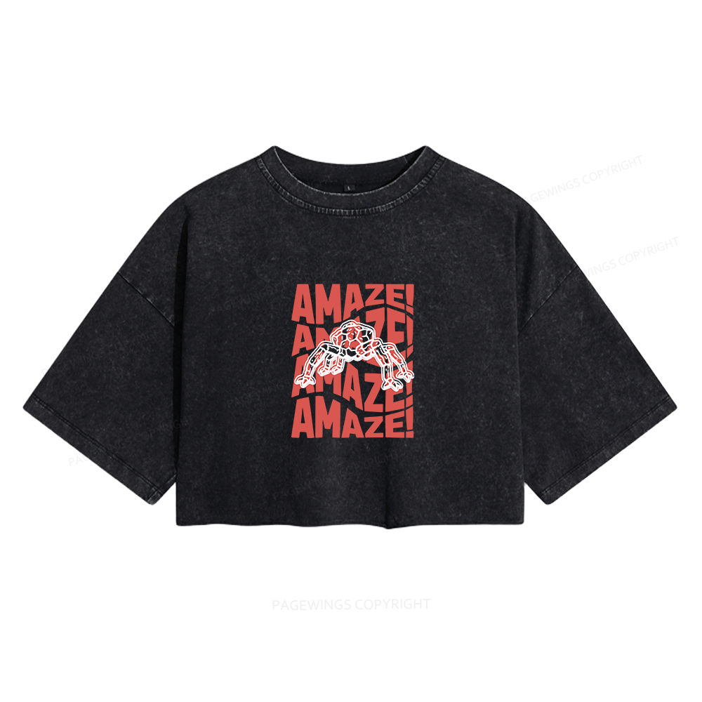 Pagewings Science fiction Fan Women's Washed Cropped T-shirt