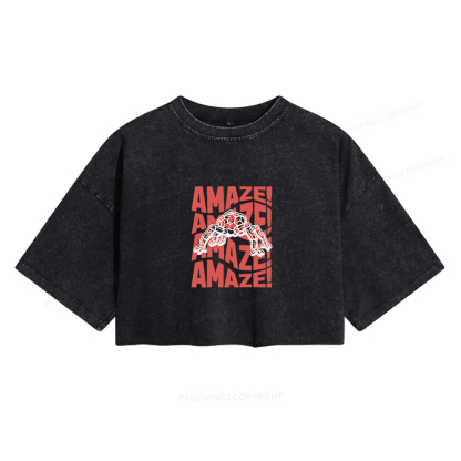 Pagewings Science fiction Fan Women's Washed Cropped T-shirt