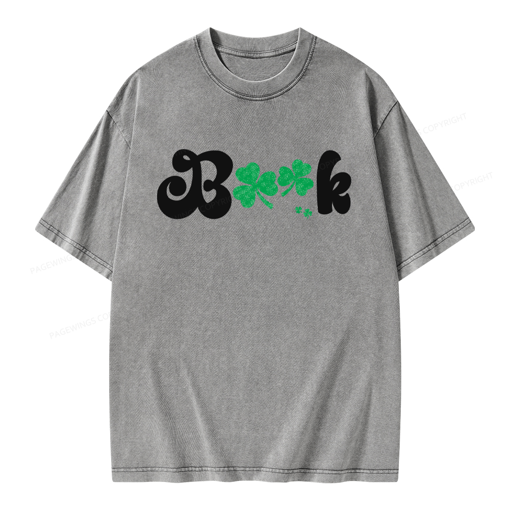 Shamrock Book St Patricks Day Unisex Washed T-shirt