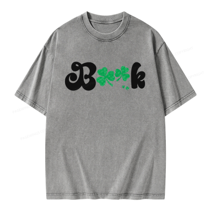 Shamrock Book St Patricks Day Unisex Washed T-shirt