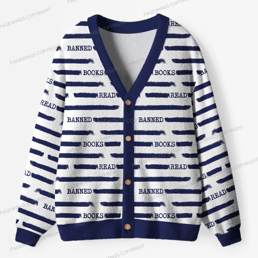 Pagewings Read Banned Books  Unisex Ugly Cardigan Sweaters