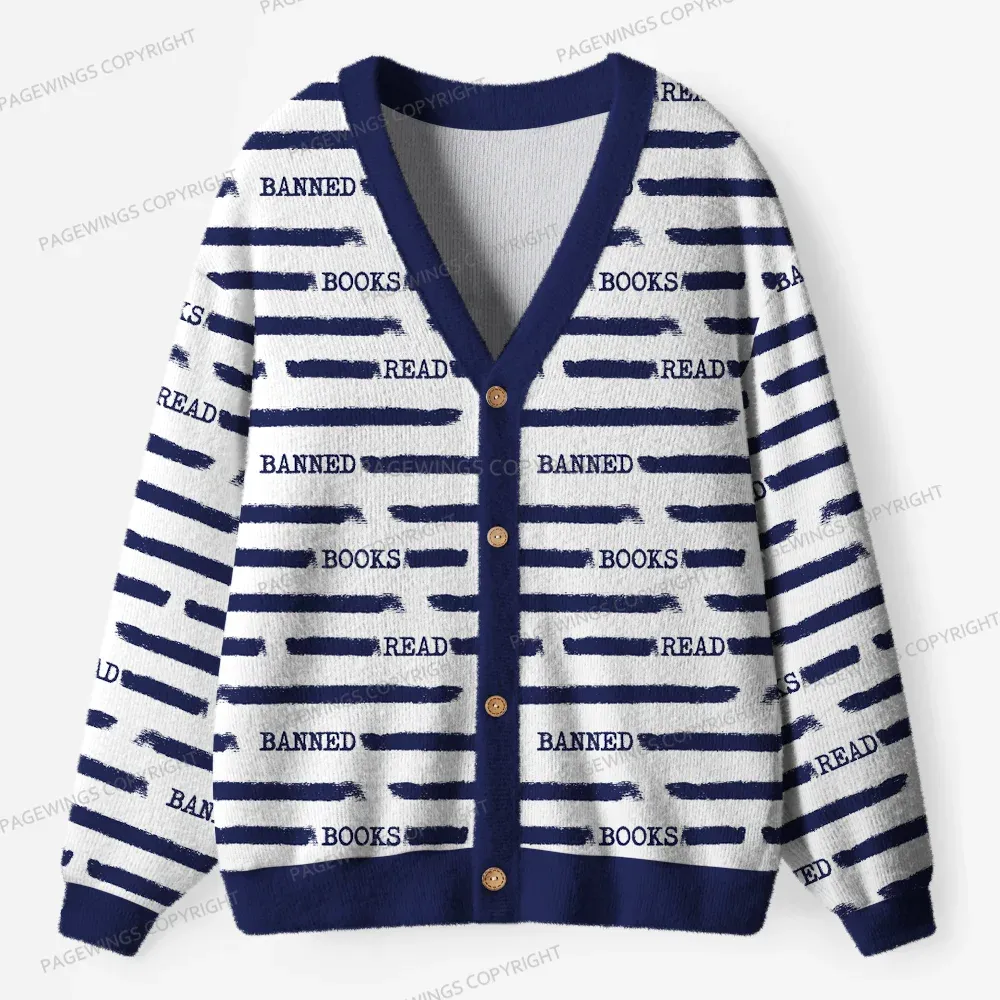 Pagewings Read Banned Books  Unisex Ugly Cardigan Sweaters
