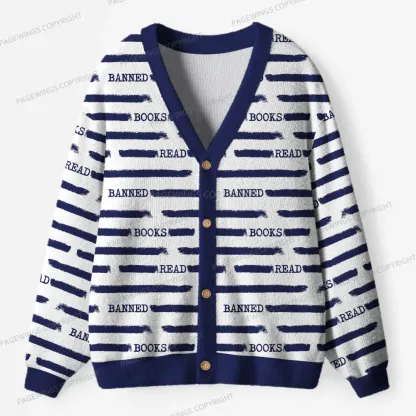 Pagewings Read Banned Books  Unisex Ugly Cardigan Sweaters