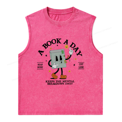 Pagewings A Book A Day Keep The Mental Breakdown Away Unisex Washed Tank Top