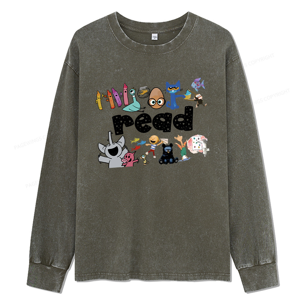 Pagewings Reading Bookish Unisex Washed Long Sleeve T-shirt