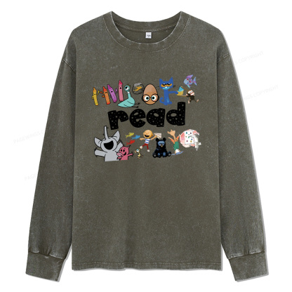 Pagewings Reading Bookish Unisex Washed Long Sleeve T-shirt