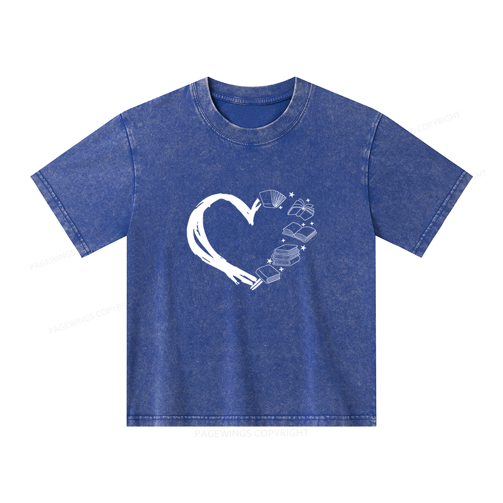 Pagewings Love of Books Unisex Kids Washed T-shirt