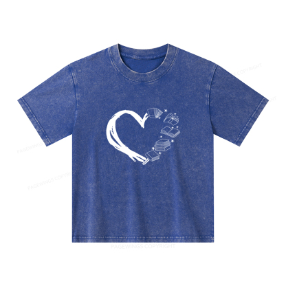 Pagewings Love of Books Unisex Kids Washed T-shirt