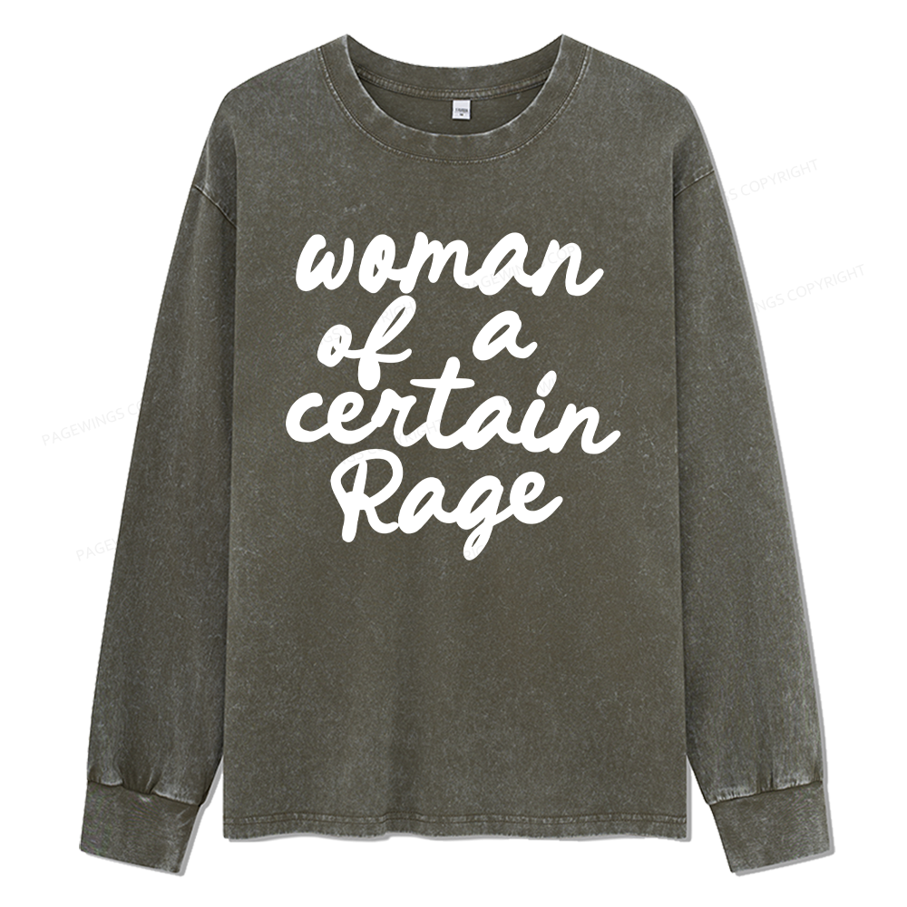 Pagewings Woman of a Certain Rage Unisex Washed Long Sleeve T-shirt