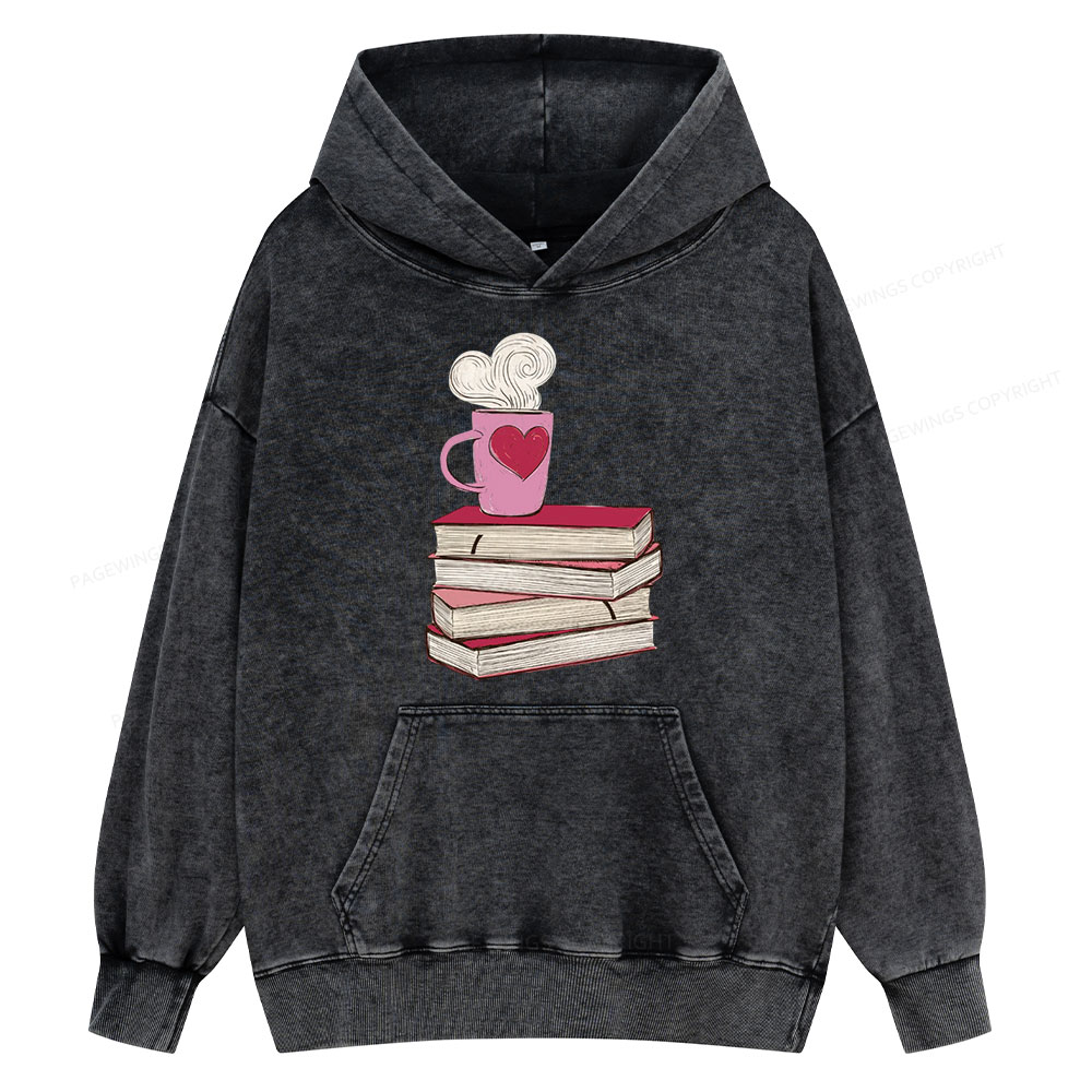 Pagewing Valentine's Day Gift for the Book Lover Unisex Washed Hoodie