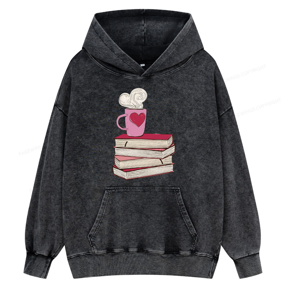 Pagewing Valentine's Day Gift for the Book Lover Unisex Washed Hoodie