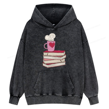 Pagewing Valentine's Day Gift for the Book Lover Unisex Washed Hoodie