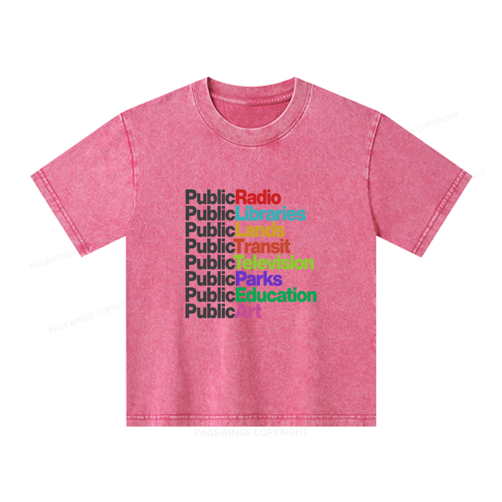 Pagewings Public Libraries Unisex Kids Washed T-shirt