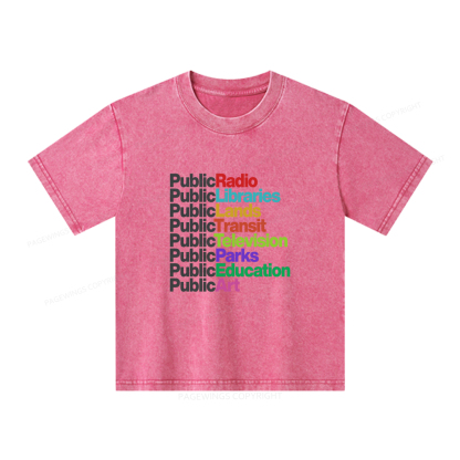 Pagewings Public Libraries Unisex Kids Washed T-shirt