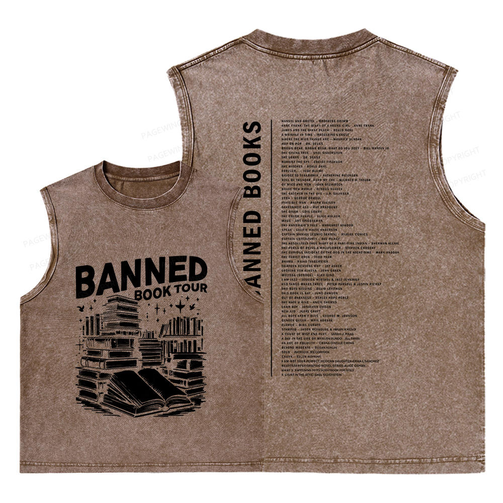 Pagewings Banned Books Tour Unisex Washed Tank Top
