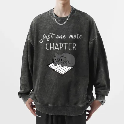 Pagewings Book Worm Reading Cat Unisex Washed Sweatshirt