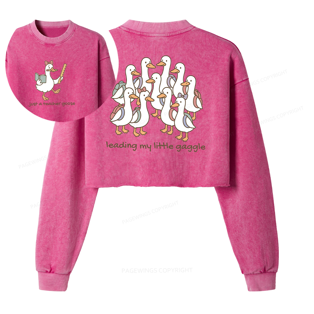 Pagewings Back to School Washed Crop Sweatshirt