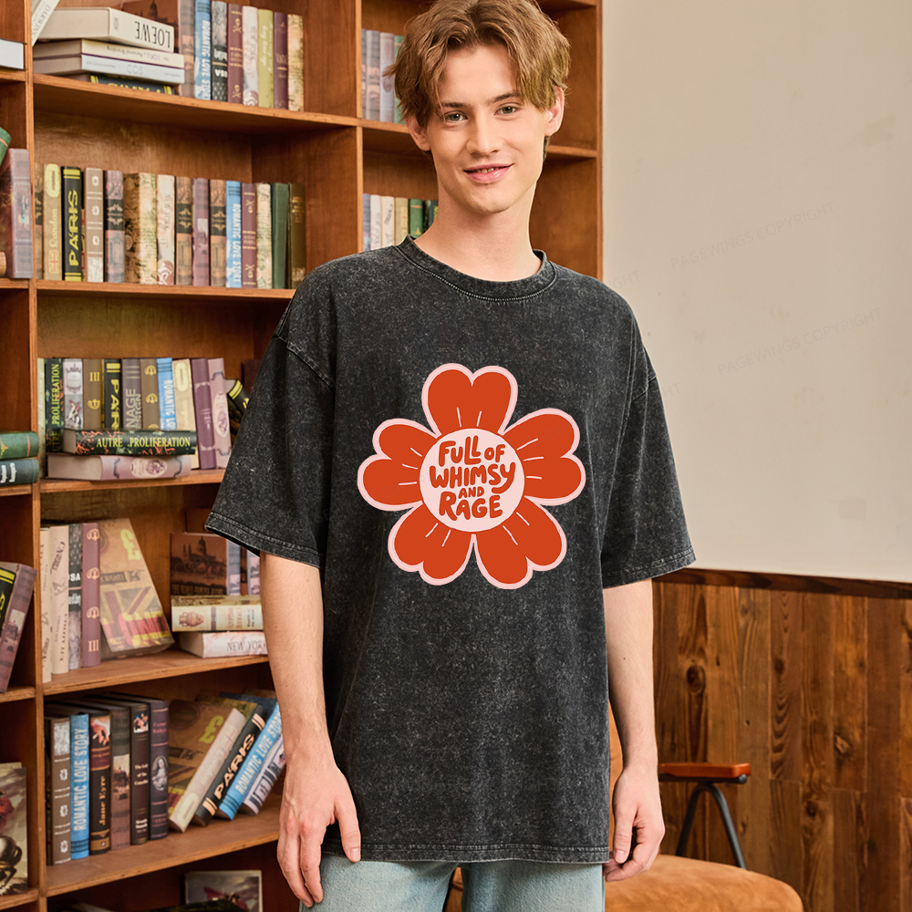 Pagewings Full of Whimsy and Rage Unisex Washed T-shirt