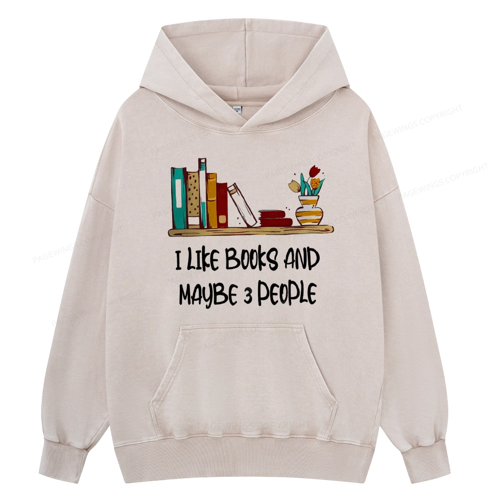 Pagewings  I Like Books World Unisex Washed Hoodie