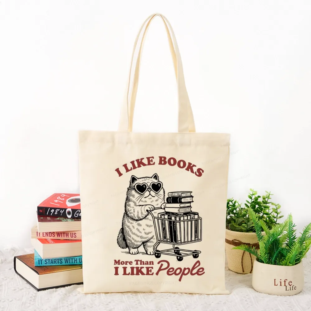 Pagewings I Like Books More Than I Like People Tote Bag