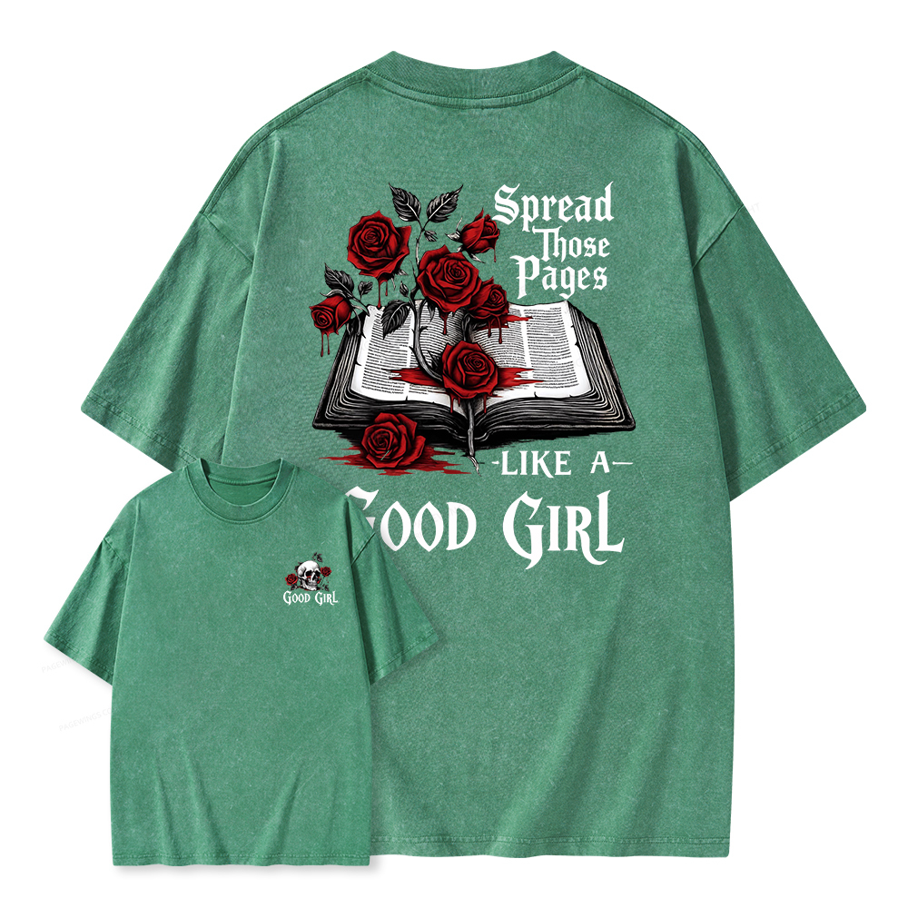 Pagewings Spread Those Pages Like a Good Girl Unisex Washed T-shirt