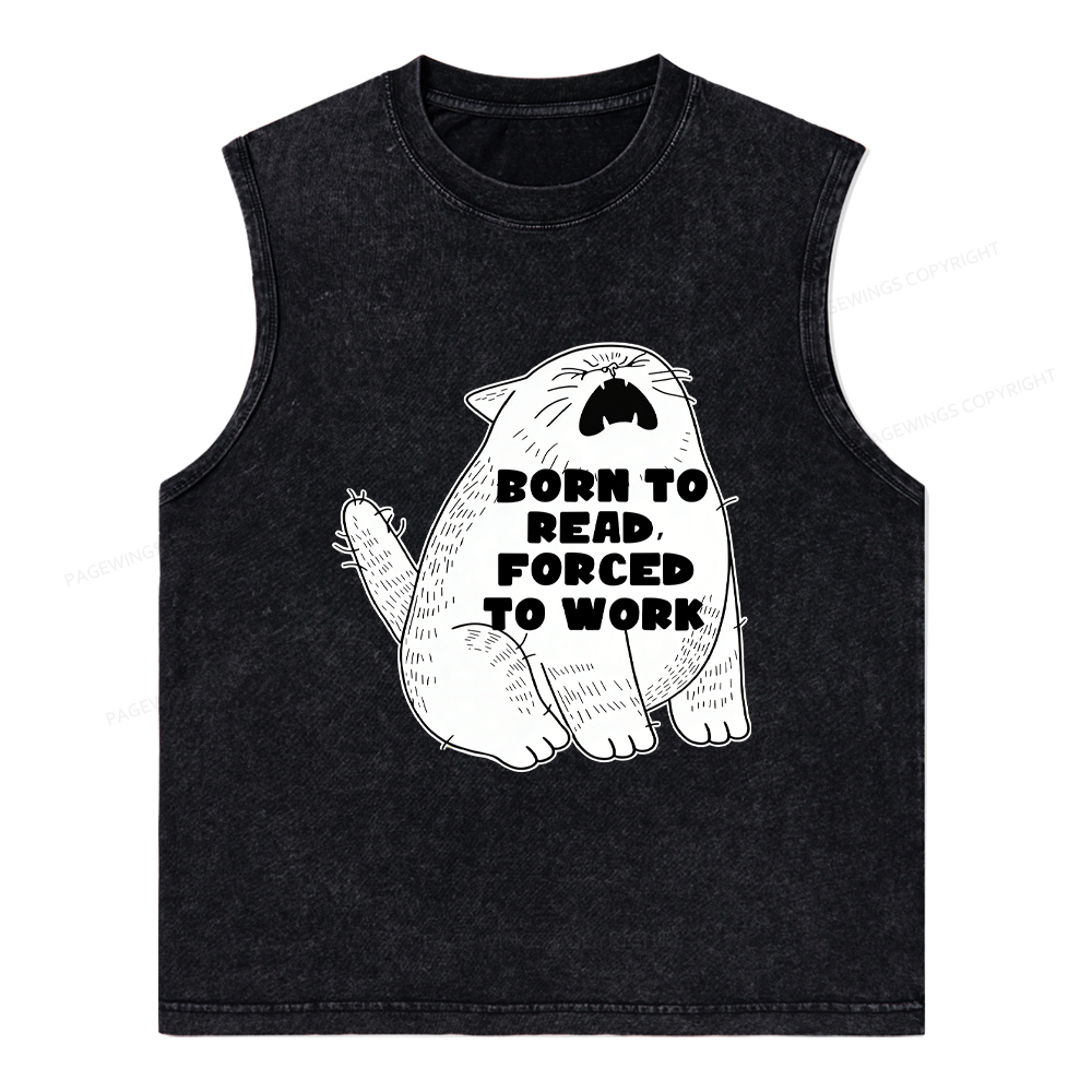 Pagewings Born To Read Forced To Work Unisex Washed Tank Top
