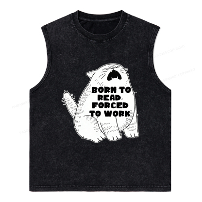 Pagewings Born To Read Forced To Work Unisex Washed Tank Top