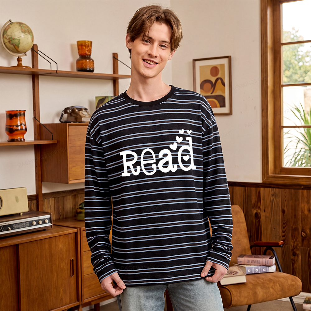 Pagewings Read More Books Unisex Striped Long Sleeve T-Shirt