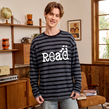 Pagewings Read More Books Unisex Striped Long Sleeve T-Shirt