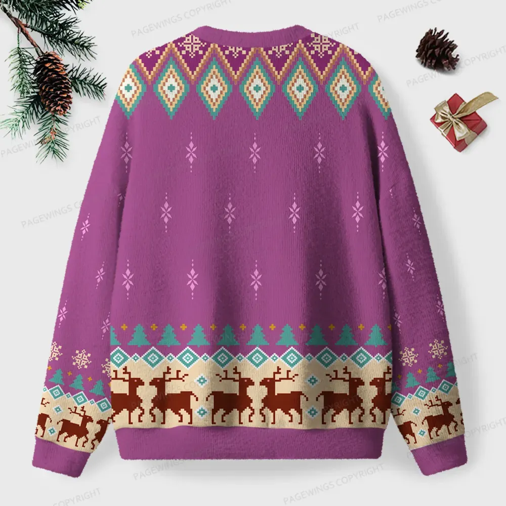 Pagewings Mouse With Books Unisex Ugly Knit Sweatshirt